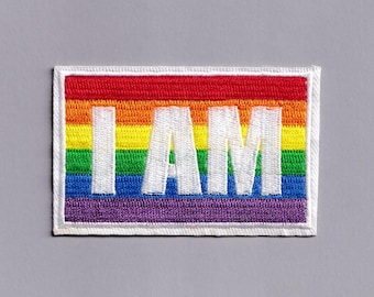 I Am Gay Rainbow Flag Patch Iron-on Embroidered Gay Pride LBGTQ Applique Patches