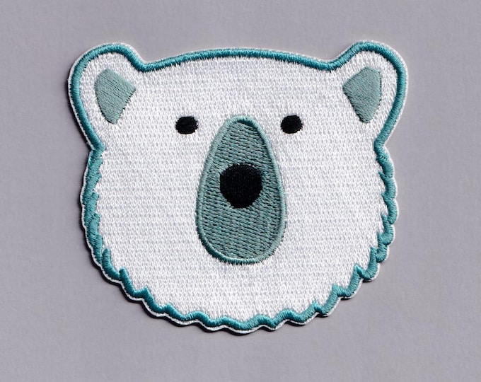 Polar Bear Patch Iron-on Embroidered Cute Polar Bear Head Applique Patches