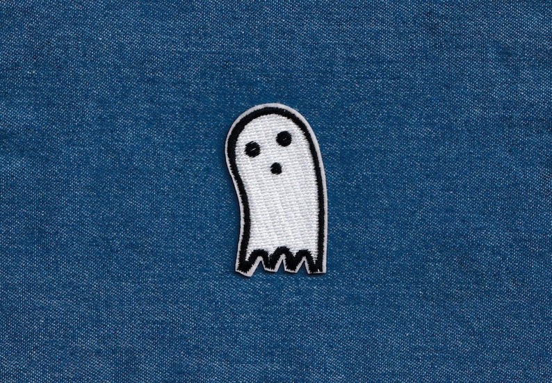 Cute Petite Embroidered White Ghost Patch Kids Iron on Ghost Applique ...