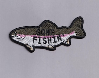 Gone Fishing Patch Iron-on Embroidered Fishing Angling Applique Patches