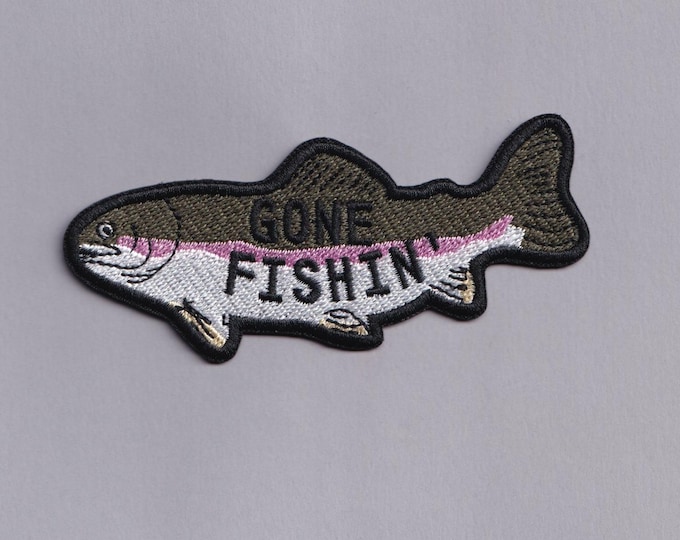 Gone Fishing Patch Iron-on Embroidered Fishing Angling Applique Patches