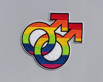 Iron-on Embroidered Gay Pride Gender Symbol Patch Applique Same Sex Relationship Patch