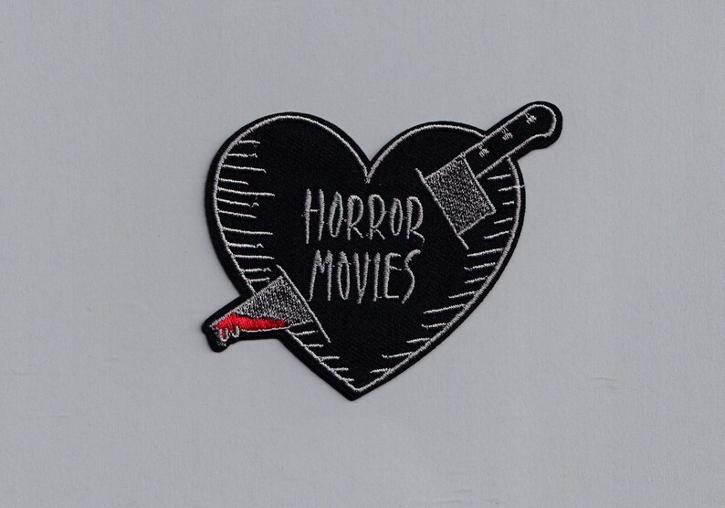 Iron-on Embroidered Horror Movies Heart Patch Applique Film image 1