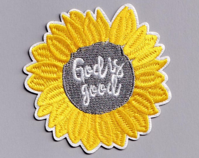 God Is Good Yellow Flower Patch Iron-on Embroidered Christianity God Applique Patches