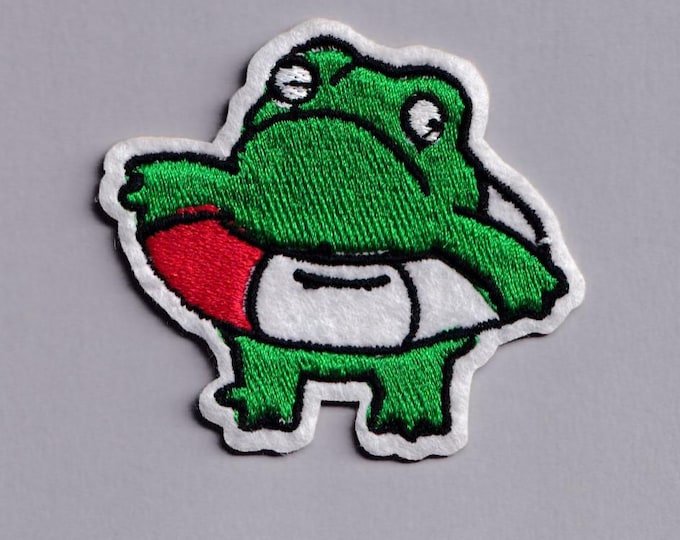 Frog with Swimming Ring Patch Iron-on Embroidered Swimming Frog Applique Patches