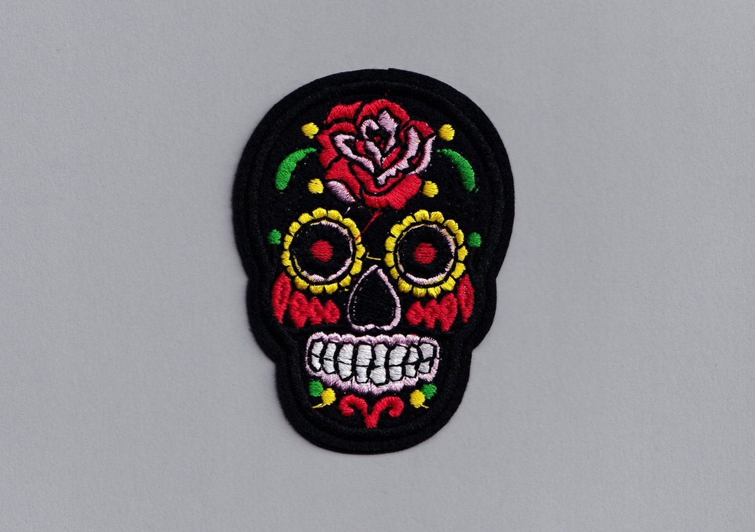 Toppa Ricamata Teschio Zucchero - Per Applicazione A Ferro O Cucitura, 6.6x8.8 Cm - Foto 5