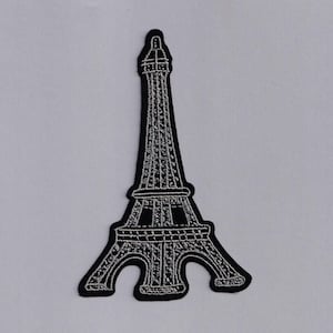 Silver Eiffel Tower Patch Applique Iron-on Embroidered France Paris Travel Patch