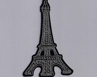 Silver Eiffel Tower Patch Applique Iron-on Embroidered France Paris Travel Patch