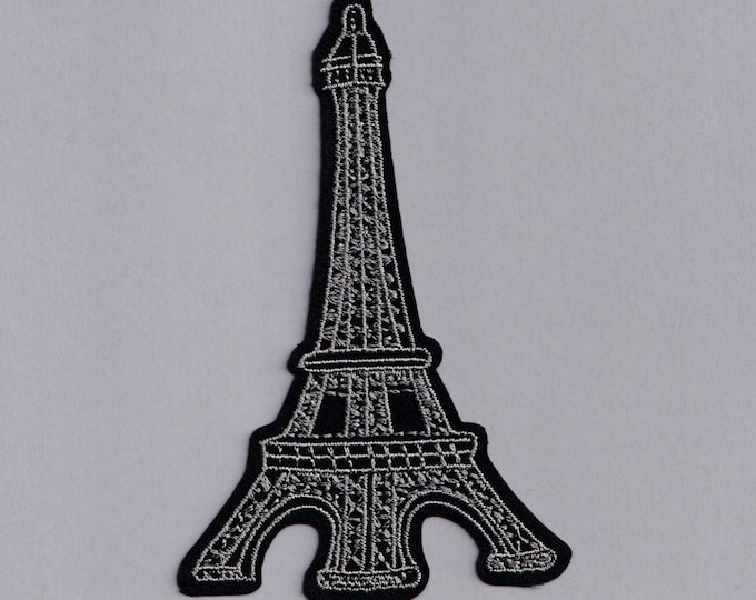 Silver Eiffel Tower Patch Applique Iron-on Embroidered France Paris Travel Patch