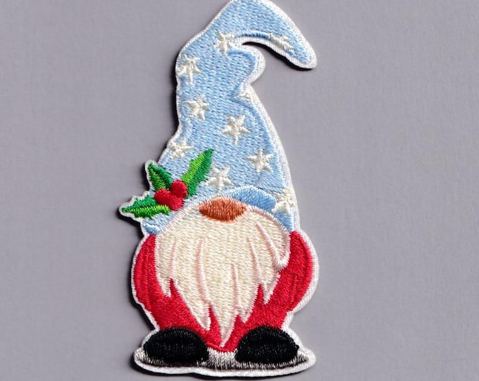 Iron-on Gnome Patch Embroidered Garden Gnome Applique Patches Gnome Design 6