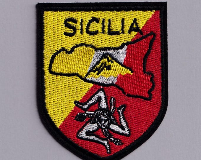 Sicily Italy Patch Iron-on Embroidered Sicilia Italy Travel Luggage Patch Backpacking Italia