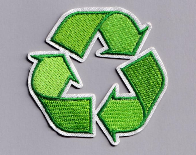 Reduce, Reuse, Recycle Patch Iron-on Embroidered Recycling Environmentalist Applique Patches