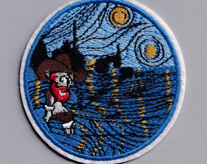 Sad Van Gogh Patch Iron-on Embroidered Vincent Van Gogh Impressionist Applique Patches