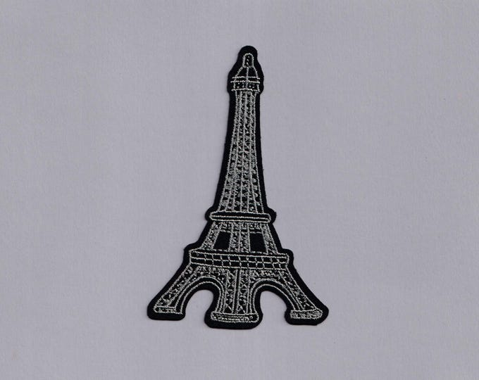 Silver Eiffel Tower Patch Applique Iron-on Embroidered France Paris Travel Patch