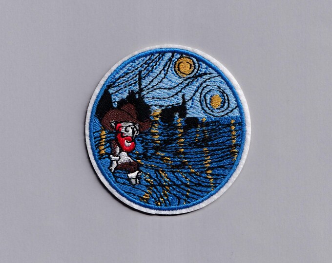 Sad Van Gogh Patch Iron-on Embroidered Vincent Van Gogh Impressionist Applique Patches
