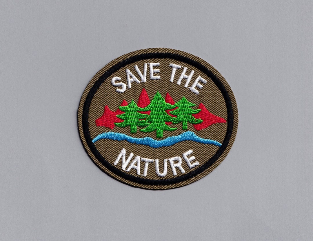 Embroidered Iron-on Save the Nature Patch Environmentalist