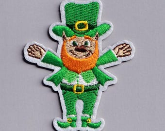 Irish Leprechaun Patch Iron-on Embroidered Leprechaun Applique Patches