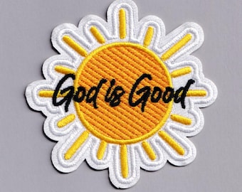 God is Good Sunshine Patch Iron-on Embroidered Christian Applique Patches