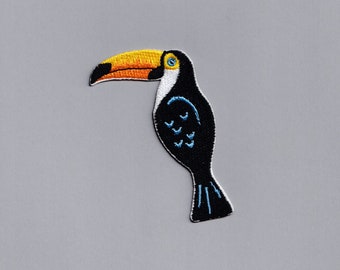 Black Toucan Bird Patch Applique Iron-on Embroidered Toucan Applique