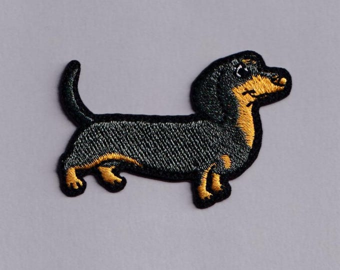 Petite Dachshund Patch Iron-on Embroidered Sausage Dog Applique Patches