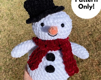 LOW SEW かぎ針編みの雪だるまのパターン | クリスマス、編みぐるみぬいぐるみ、冬のホリデー、PDF の即時ダウンロード