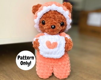 かぎ針編みのベビーベアのパターン：あみぐるみの「スリーピータイム」ぬいぐるみ（PDFパターン）