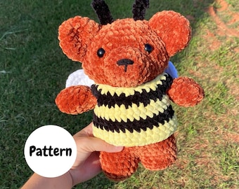 ビーベアかぎ針編みパターン：低縫製アミグルミぬいぐるみ（デジタルダウンロードPDF）