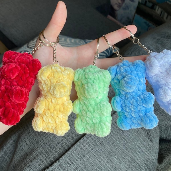 Crochet Gummy Bear Keychain | Amigurumi | Stuffed Animal Toy