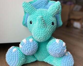 Crochet Jumbo Triceratops Amigurumi Plushie