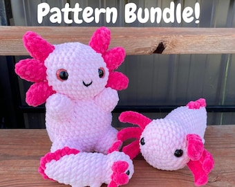 アホロートルのかぎ針編みパターンバンドル：縫わない編みぐるみぬいぐるみ（PDFダウンロード）