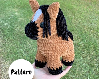 かぎ針編みの馬の編み図 PDF デジタルダウンロード、ぬいぐるみ、おもちゃ、抱きしめたい人、ポニー、あみぐるみ