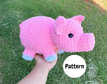 ローソーブタのかぎ針編みパターン、ブタ、家畜、アミグルミぬいぐるみ（デジタルダウンロードPDF）