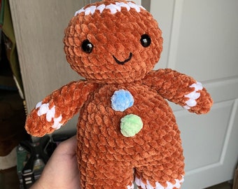 Gingerbread Man Crochet Plushie | Amigurumi Stuffed Animal