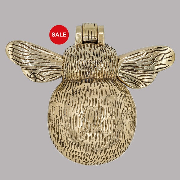 Bee Knocker Door Knocker - Polissage uni en laiton massif pour porte d’entrée BumbleBee Bumble