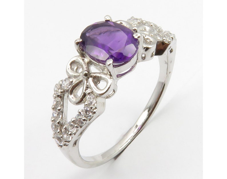 Gift For Her Traditional Girls/' Ring Cubic Zirconia 925 Sterling Silver Ring Size 8 Exclusive Jewelry Collection Oval Shape Amethyst