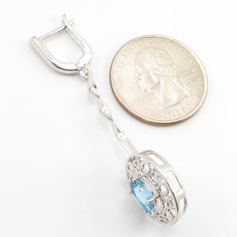 Natural Gemstone Jewelry Gift For Girlfriend Blue Topaz Girls/' Earrings 925 Silver Modern Handcrafted Bijoux Nouveau Fashion Collection