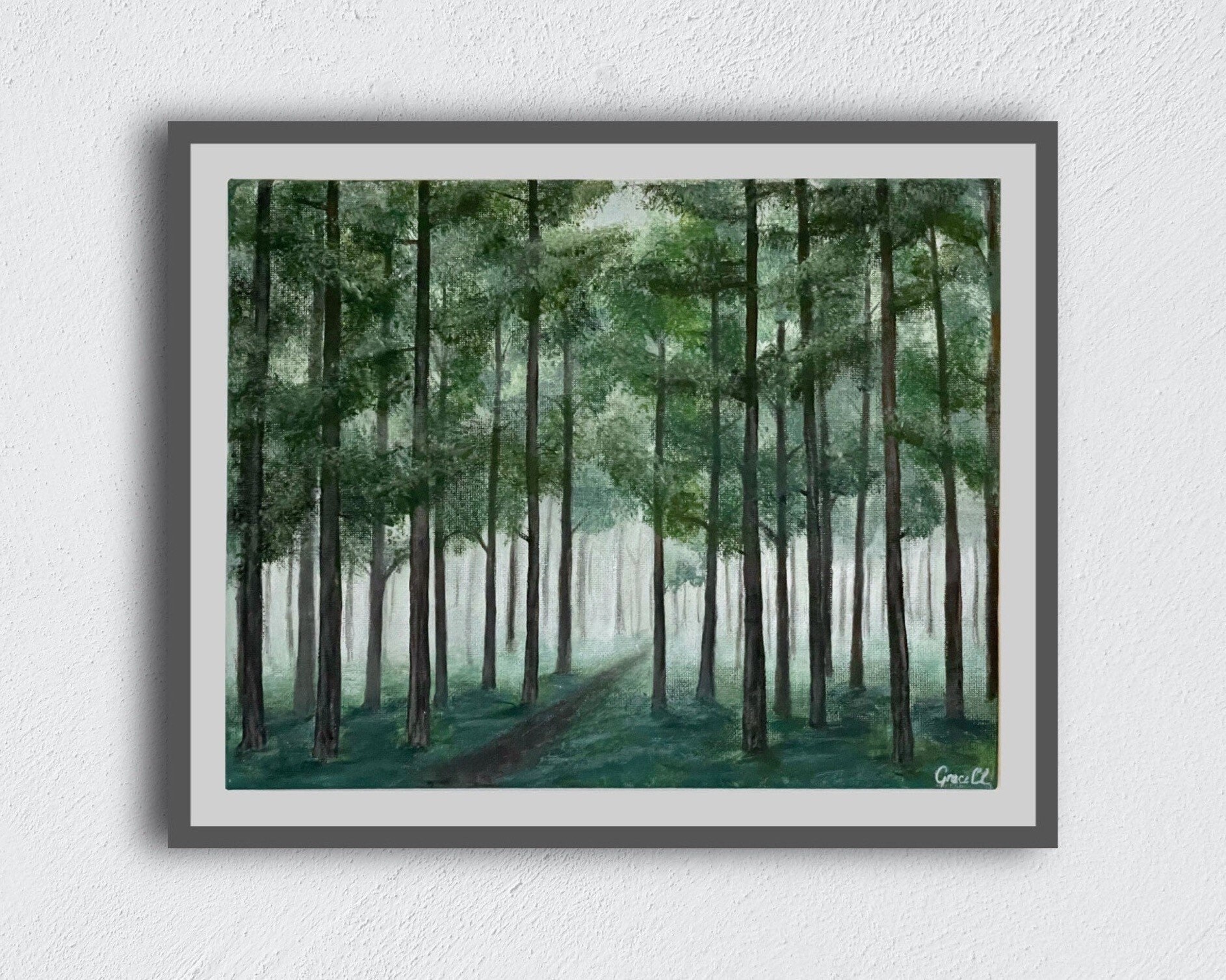 Forest Artwork Painting Canvas Green Wall Art Tree Landscape | Etsy