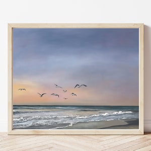 Art Print Oil Painting / Hilton Head Island / Coastal Sunrise / Seagulls / Melissa Schepp Creations