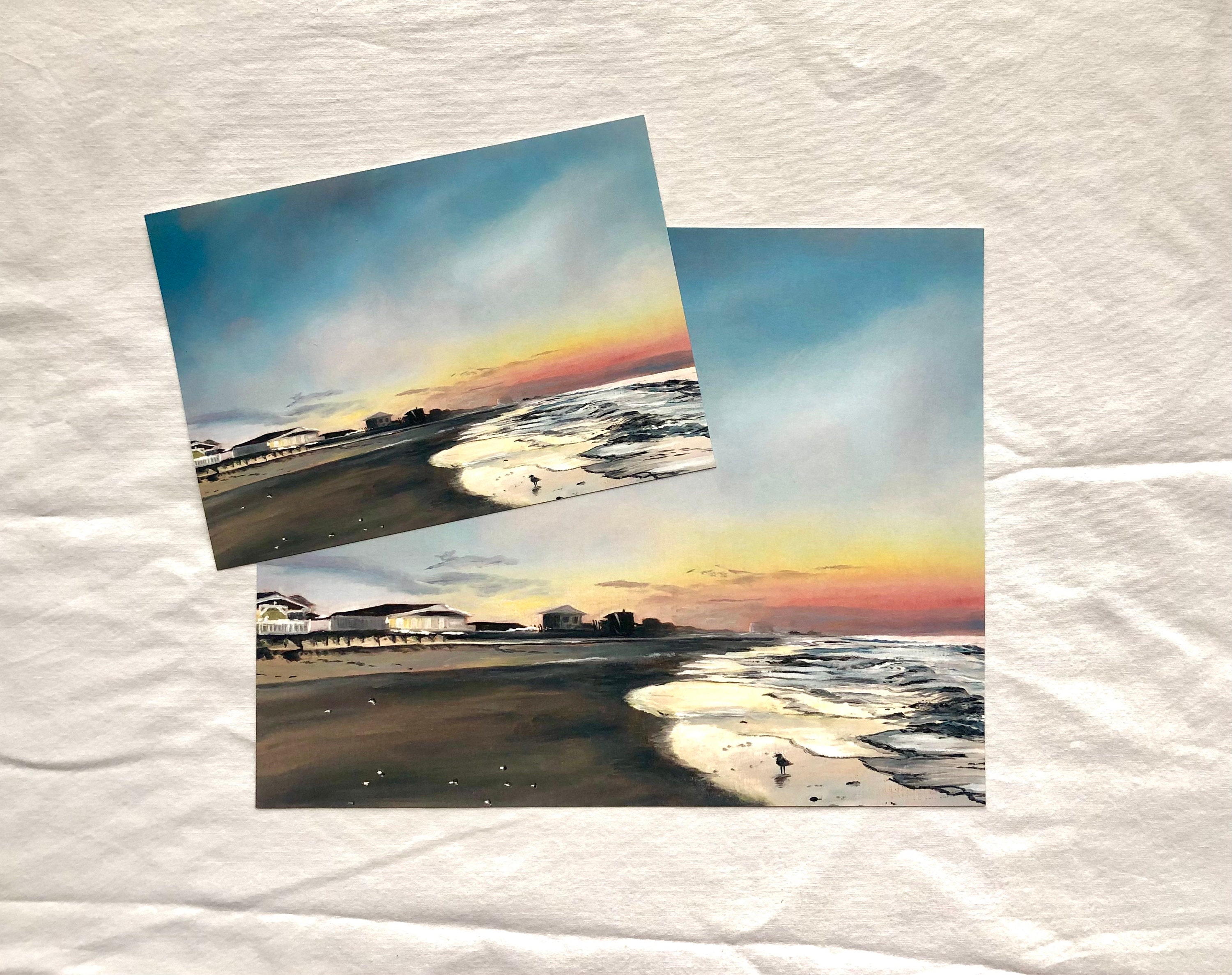 Wrightsville Beach at Sunrise / Art Print / Oil Painting / 8x10 and 5x7