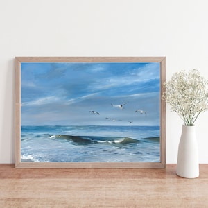 Art Print, Blue Skies and Seagulls, Outer Banks, Cape Hatteras, Melissa Schepp Creations