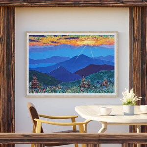 Blue Ridge Mountains Wall Art Landscape Fine Art Prints Abstract Mountain Art Sunset Wall Art Panoramic Landscape Poster Wall Art Prints image 5