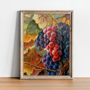 Fruit Still Life Oil Painting Grapes Original Art Still Life 8 x 10 Farmhouse Classical Painting