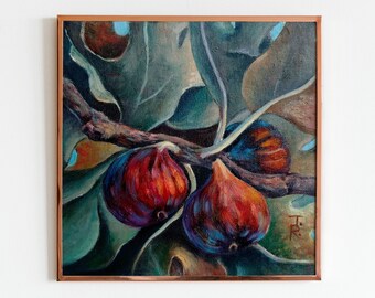 Figs Wall Art Realistic Painting Classic Oil Painting Original Art 8 x 8 Fruit Still Life French Country Art Fine Art Painting