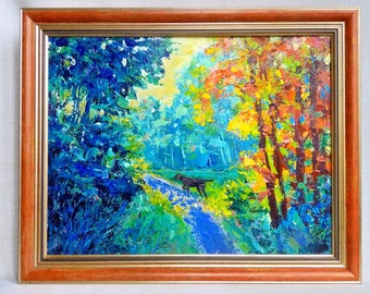 Tree Wall Art Forest Painting Impressionist Framed Art Original Painting 12 x 16 Nature Landscape Acrylic Painting