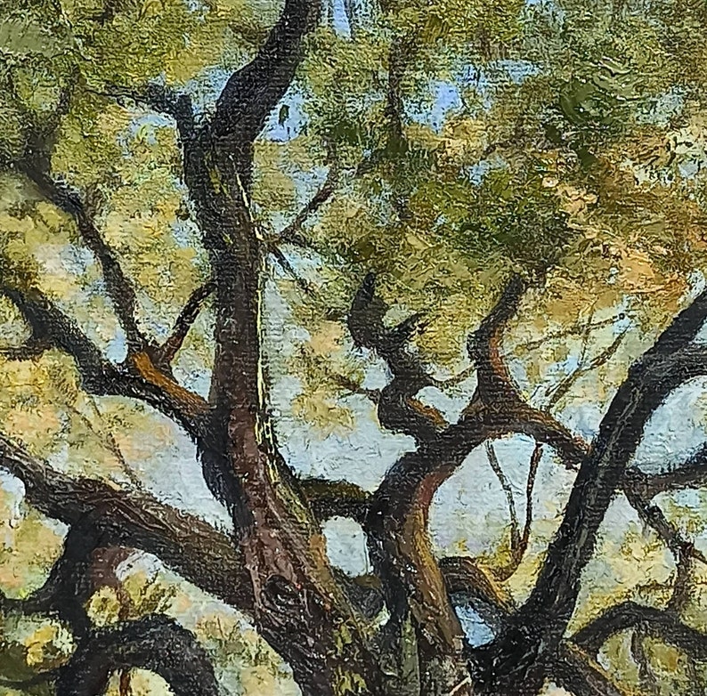 Angel Oak Tree Painting Forest Wall Art Oil Painting Original on Canvas