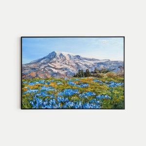 Blue Ridge Mountains Landscape Oil Painting Original National Park Wall Art Rustic Unique Home Decor Gift Wildflower Meadow Panoramic Art