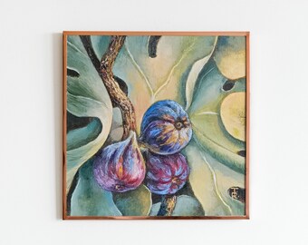 Wood Framed Glass Wall Décor with Still Life Image - Fig & Fern
