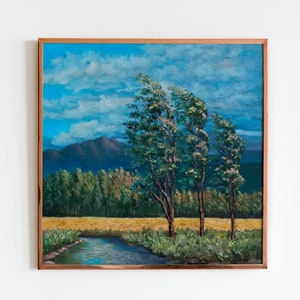 Original Oil Painting Mountain Landscape Country Home Decor Tree Painting Housewarming Gift North Carolina Art Blue Ridge Mountains Painting