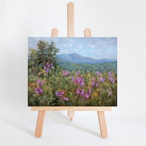 Blue Ridge Mountains Oil Painting Original North Carolina Landscape Small Realistic Oil Painting Housewarming Gift Rustic National Park GIft