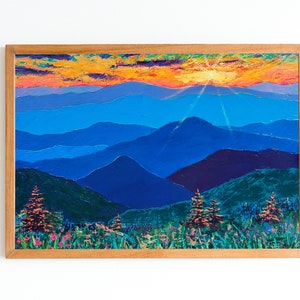 Blue Ridge Mountains Wall Art Landscape Fine Art Prints Abstract Mountain Art Sunset Wall Art Panoramic Landscape Poster Wall Art Prints image 1